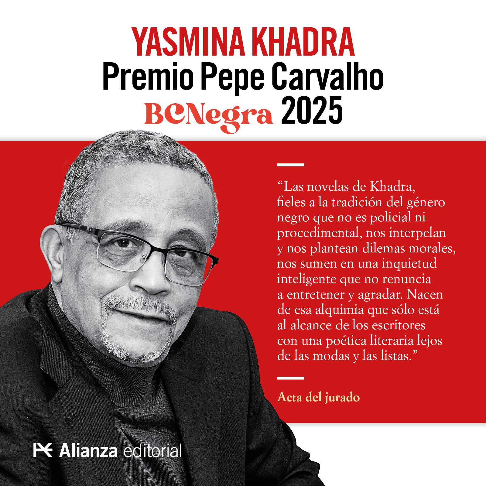 Yasmina Khadra, Premio Pepe Carvalho 2025